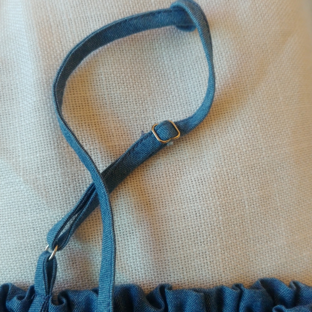 Blue Crop Ruffle Stretch Top - Picture 2 of 5